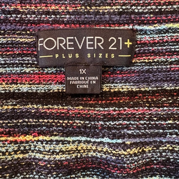 Forever 21 Multicolor Rainbow Colorful Striped Marled Groovy Stretch Skirt Sz 1X - Picture 2 of 6